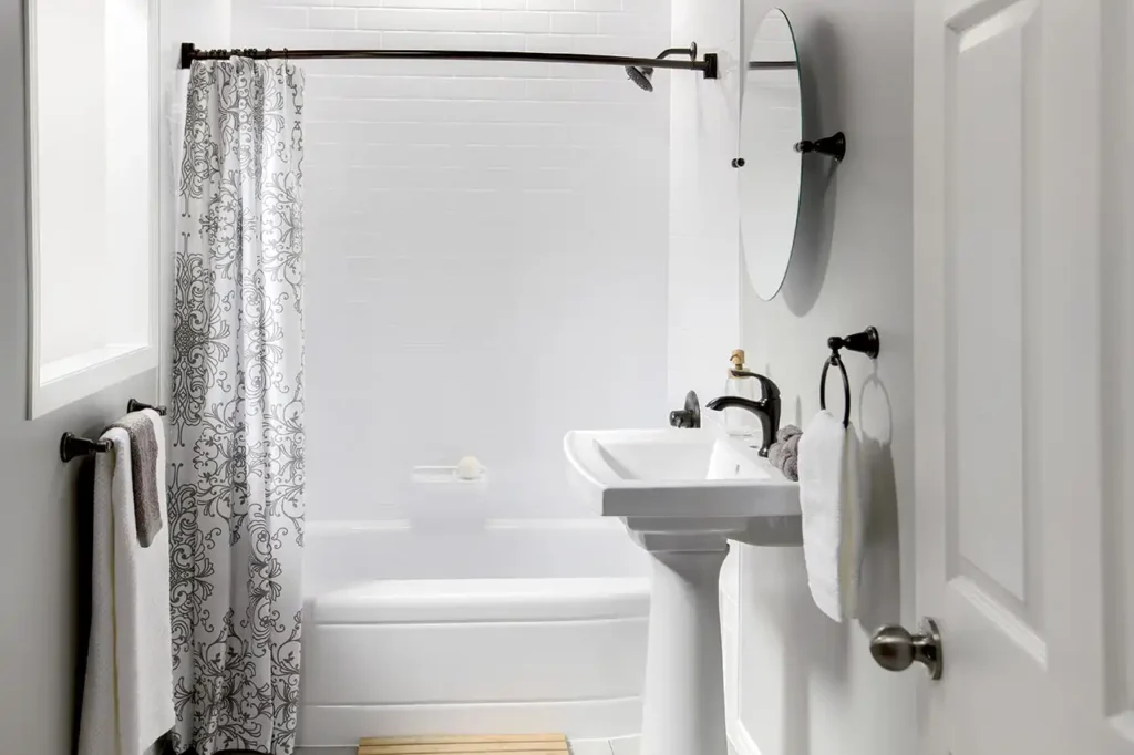 White Bathroom interior with shower